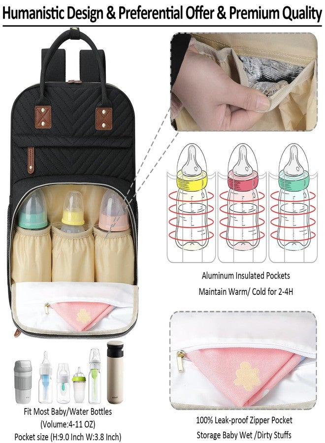 Tenot Diaper Bag Backpack for Women Large Capacity with Insulated Pockets Multifunctional Diaper Bags For Baby Girl Boy Waterproof Baby Bags For Mama Maternity Travel Bag Black - Image 2